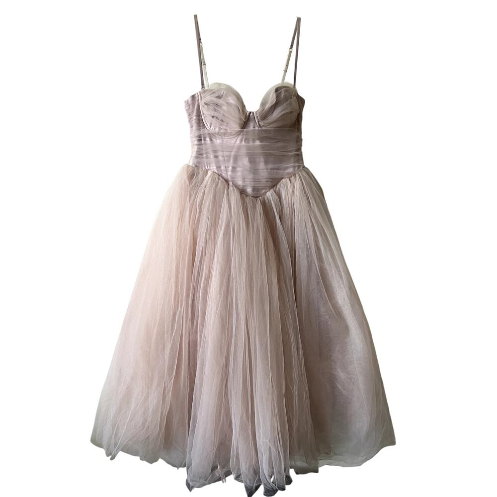 Oh Polly Cindy Tulle Corset Midmaxi Dress Dusty Rose Size 8 New - Picture 5 of 9